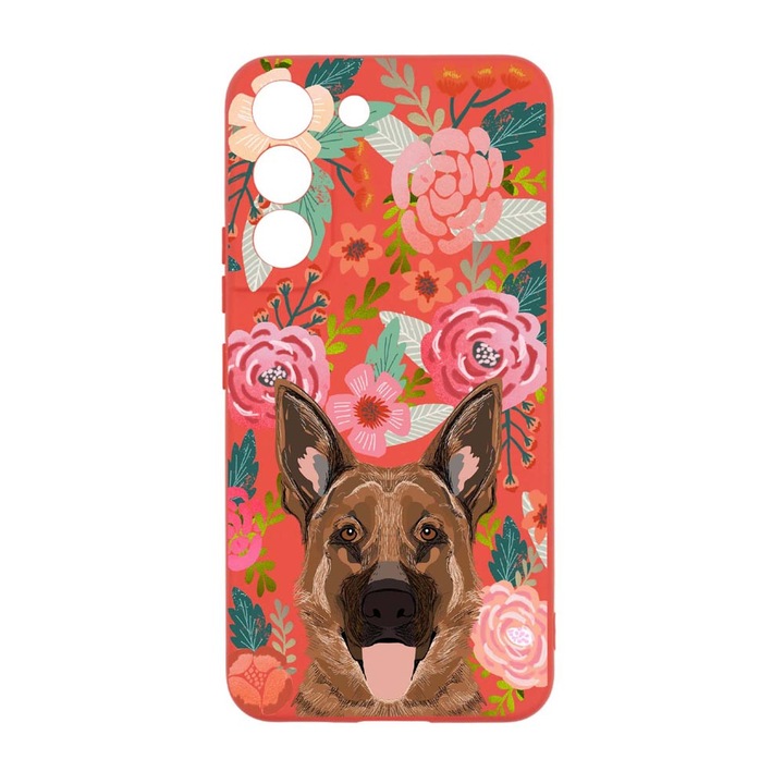 Husa Silicon, Compatibila Cu Samsung Galaxy S22 Plus, Dog and Flowers, rezistenta la uzura, R 636