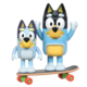 Комплект 2 фигурки Bluey - Bluey & Bandit, Skateboard