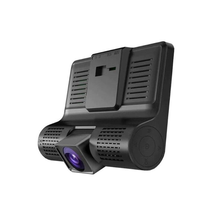 Camera Auto Tripla SYNO, Microfon incorporat, Senzon G, Ecran 4Inch, Detecteaza si inregistreaza orice miscare, Negru
