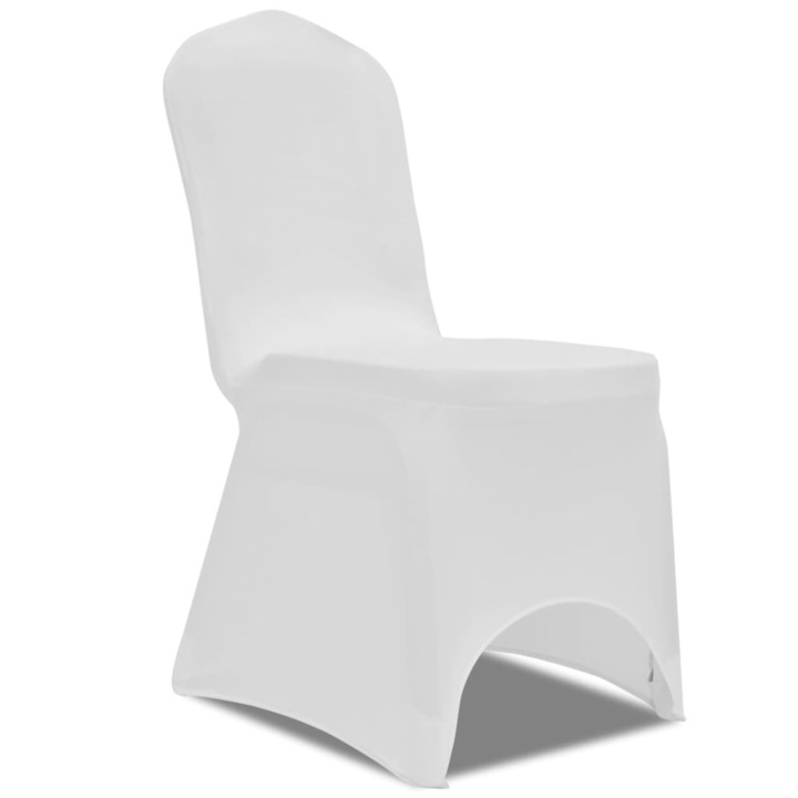Комплект Покривни калъфи за столове vidaXL, 100 бр, Еластични, Бял
