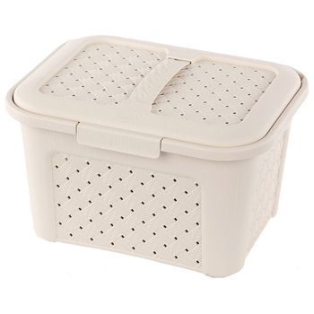 Cos depozitare Altom Design Arianna cu capac plastic, 21,8 x 27,6 x 17,2 cm, crem Cos depozitare Altom Design Arianna cu capac plastic, 21,8 x 27,6 x 17,2 cm, crem