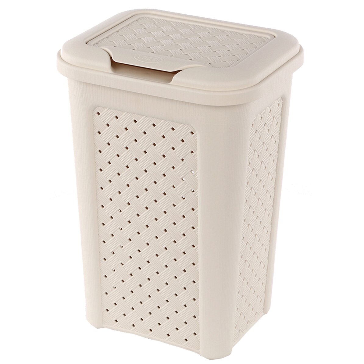 Cos rufe baie Altom Design Arianna cu capac plastic, 10 l, 20 x 24 x 35 cm, alb