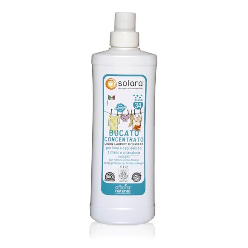 Detergent bio lichid pentru rufe super concentrat fara parfum Solara 1 litru (34 spalari)