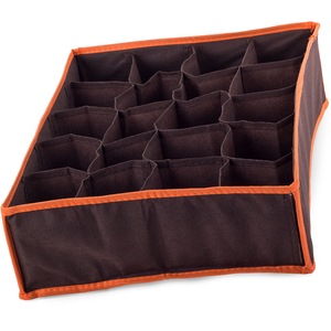 Organizator de sertare, Zola®, pentru sosete si lenjerie intima, cu 20 separeuri, maro/portocaliu, 35x28x10 cm