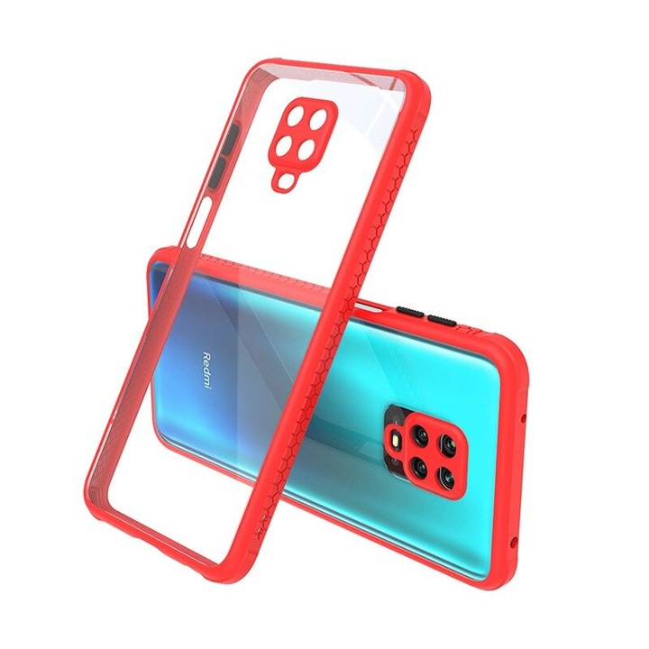 Удароустойчив Кейс за Xiaomi Redmi Note 9s, Camera Protection, Червен