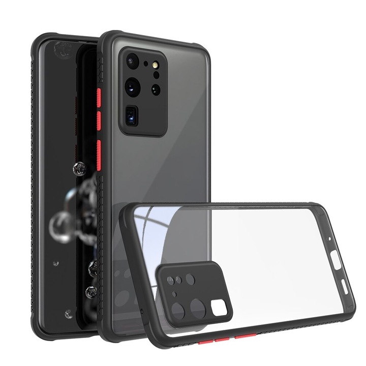 Удароустойчив Калъф за Samsung S20 Ultra, Защита за Камерата, Черен