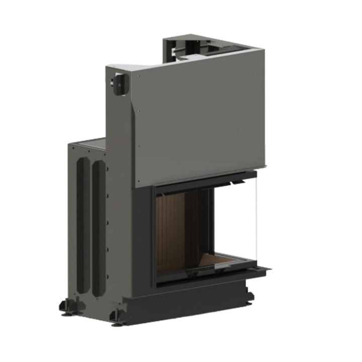 Focar semineu pe lemne/brichete Crystal 90 R Eco A-Caminetti, 2 laturi sticla, usa relevabila, 13 kW putere nominala