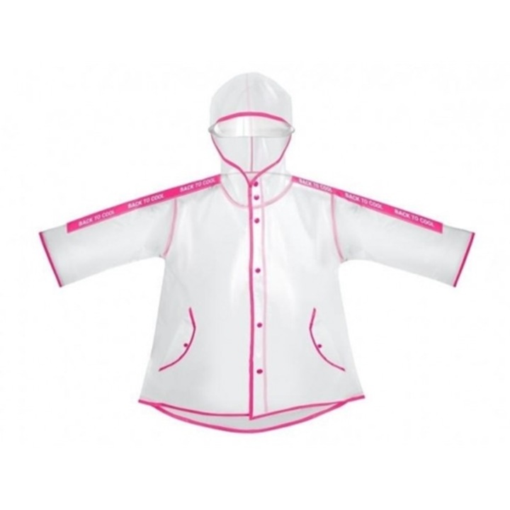 Pelerina de Ploaie Perletti Tip Poncho Semitransparent cu Margini Roz pentru Fetite