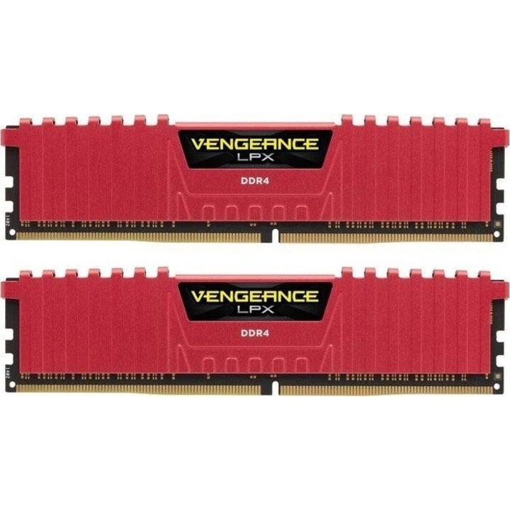 Памет Corsair Vengeance LPX 16GB (2x8GB) DIMM, DDR4, 3200 MHz, CL 16, 1.35V, XMP 2.0, Red