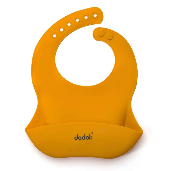 Гъвкав силиконов лигавник, с джоб, за бебета и деца, Dodoli, Yellow Honey