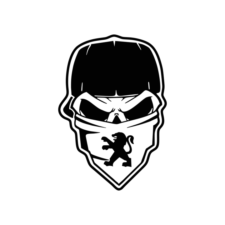 Sticker auto ''Skull gangsta peugeot'', 20x13cm, Negru