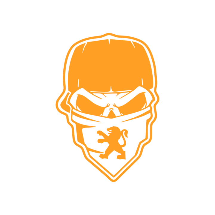 Sticker auto ''Skull gangsta peugeot'', 20x13cm, Portocaliu