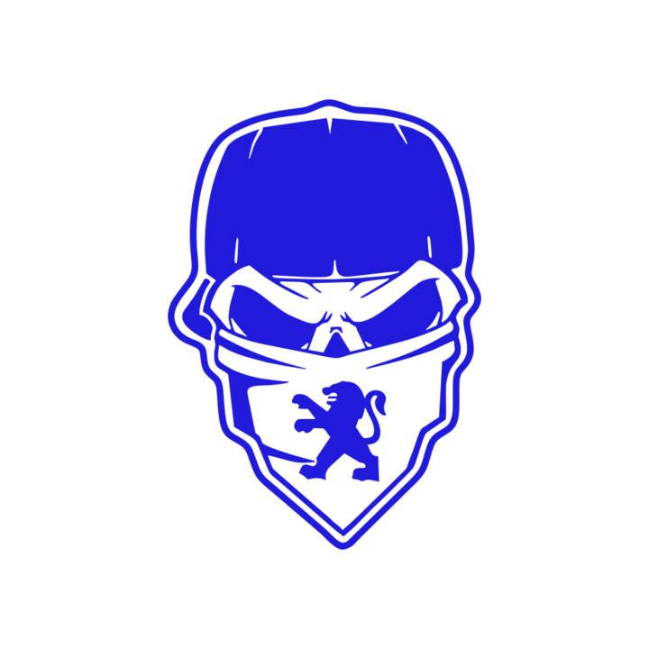 Sticker auto ''Skull gangsta peugeot'', 20x13cm, Albastru