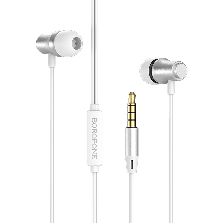 Casti Borofone BM29 Gratified cu microfon, Silver