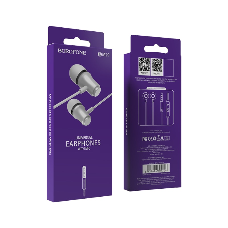 Casti Borofone BM29 Gratified cu microfon, Silver