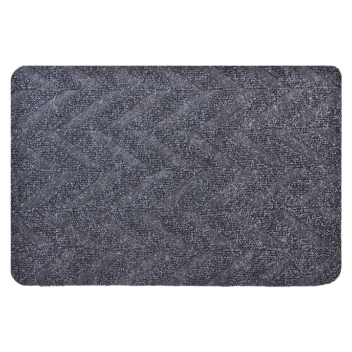 Yana bejárati szőnyeg, cikk-cakk minta dombornyomott csíkokkal, szürke, 57 cm x 38 cm