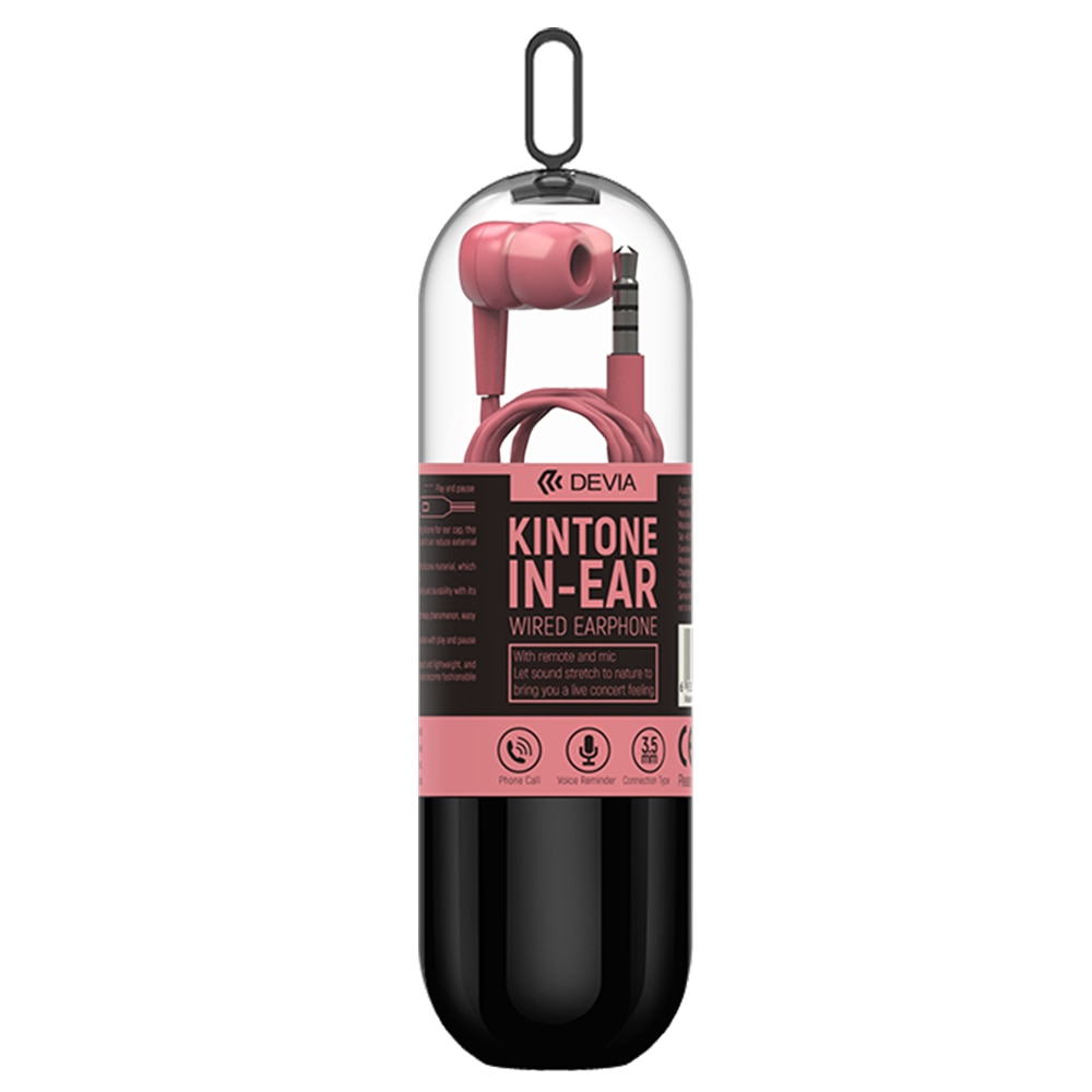 Casti Stereo Devia Kintone Jack 3.5mm, in-ear, Roz
