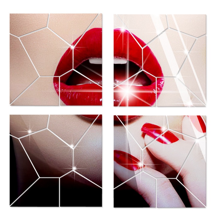 Set 28 Oglinzi Acrilice din PVC, Autoadezive pentru Decor Living, 50 x 50 cm, Premium, Original Deals