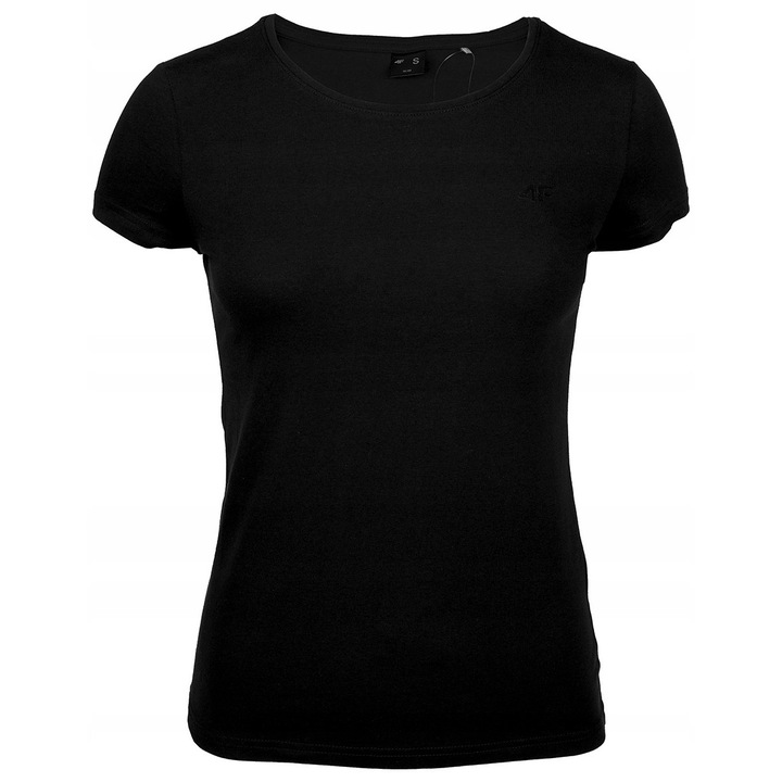 Tricou cu maneca scurta, 4F, Bumbac/Spandex, Negru, S