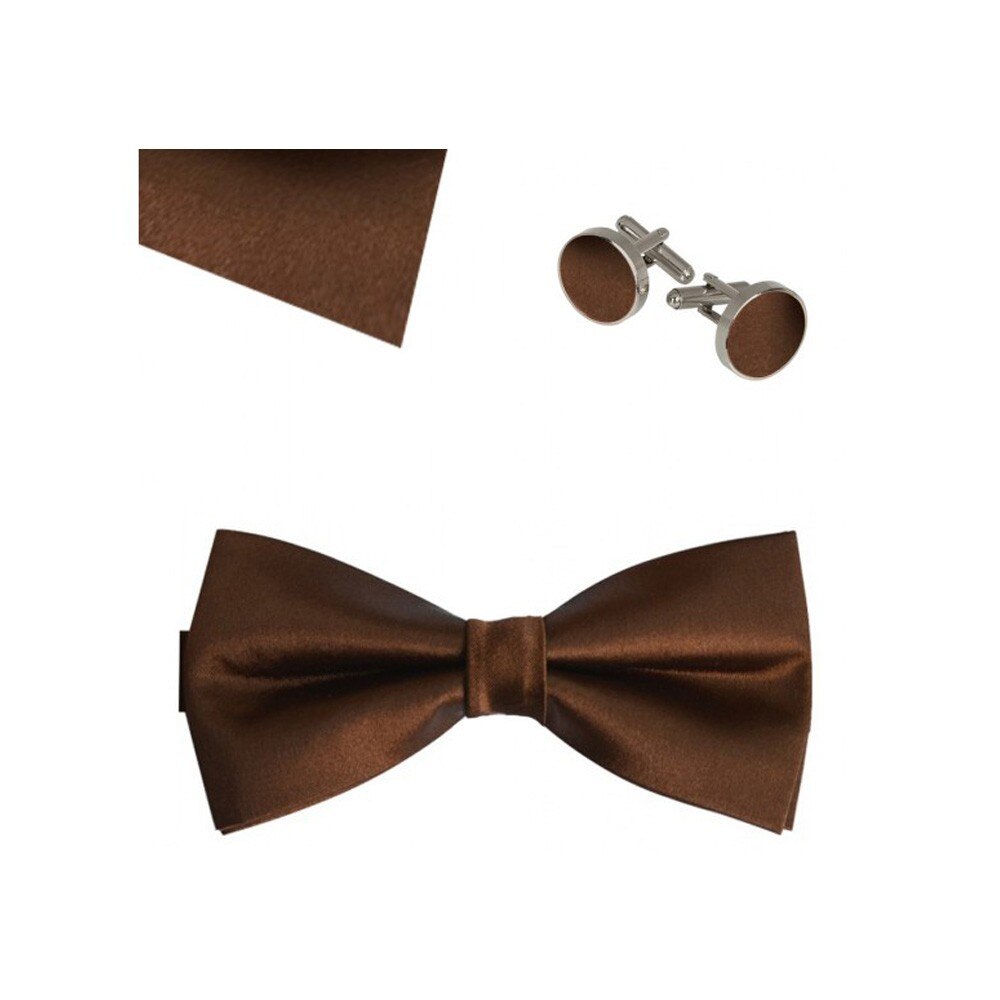 Set papion, butoni camasa, batista, maro