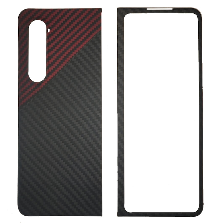 Калъф от карбон SILKASE за Samsung Z Fold 3, арамиден кевлар, черен/червен