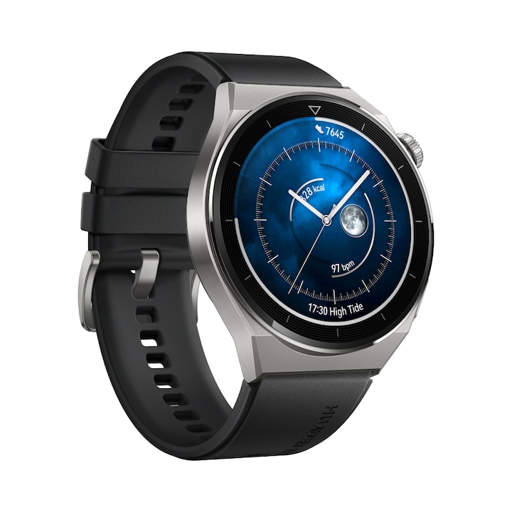 Huawei Watch GT 3 Pro okosóra, Fekete Fluoroelastomer szíj, 46mm
