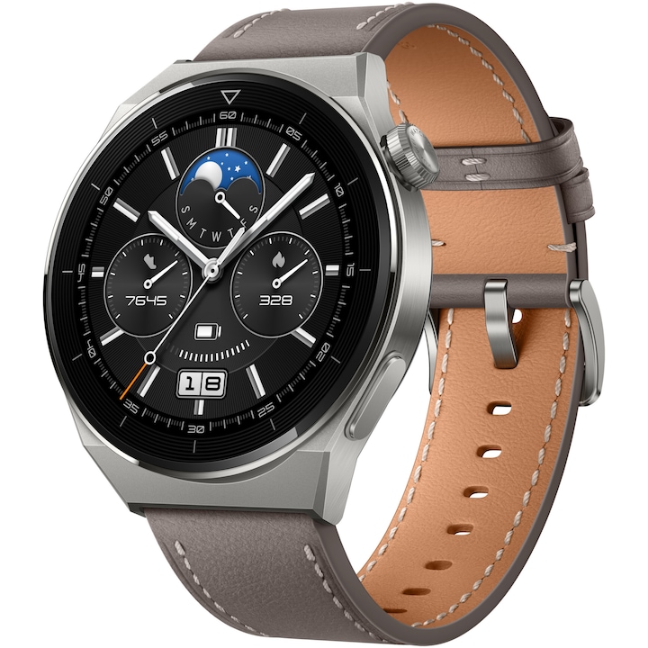 Часовник Smartwatch Huawei Watch GT 3 PRO, 46.6 mm, Leather Strap, Gray