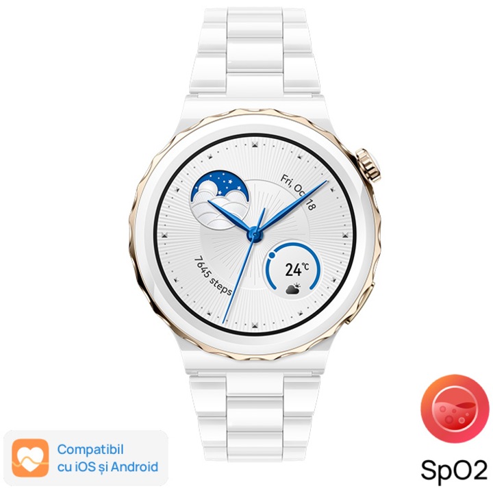 Smartwatch Huawei Watch GT 3 PRO, Ceramic Strap, White
