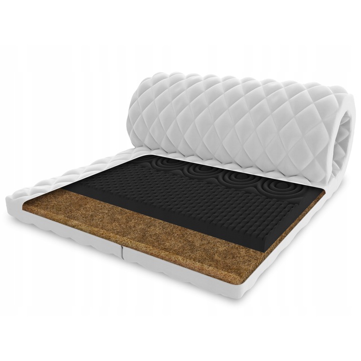 Topper FDM, Nero Kokos, 160x200x6 cm, nuca de cocos si spuma profilata HR, fermitate tare