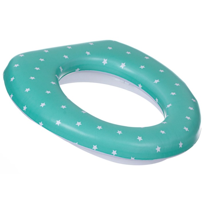Capac WC pentru copii, imprimeu cu stelute, Turcoaz