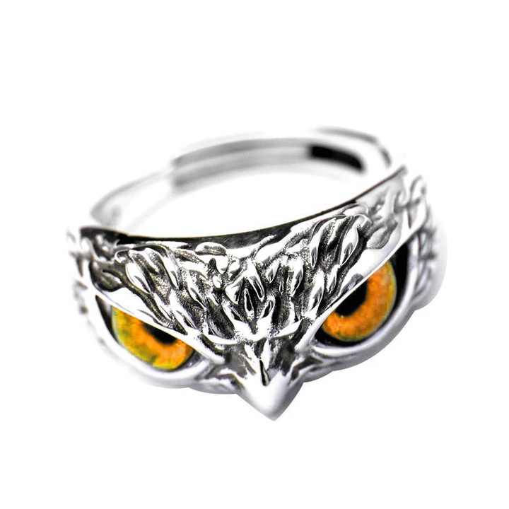 Női állítható gyűrű, narancs bagolyszem