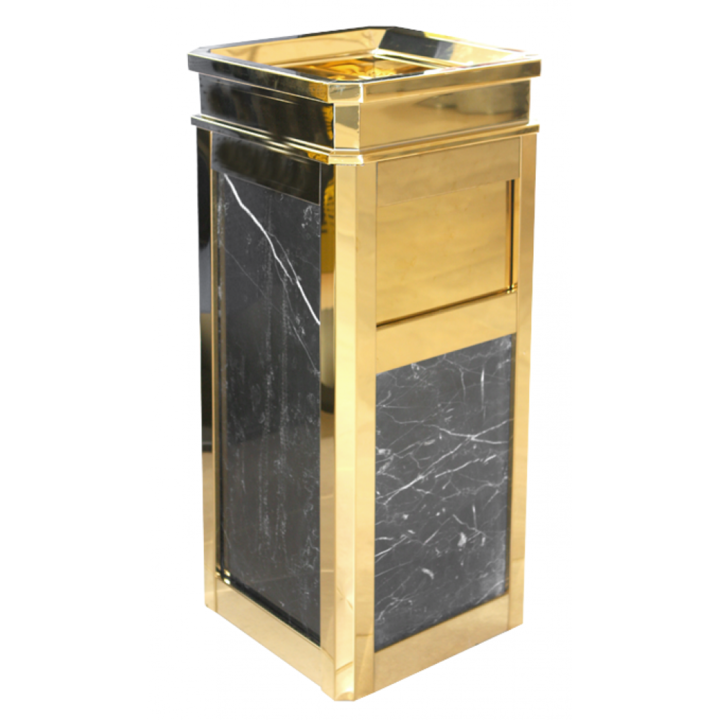 Scrumiera exterioara RAKI 30x30xh65cm, marmura/auriu