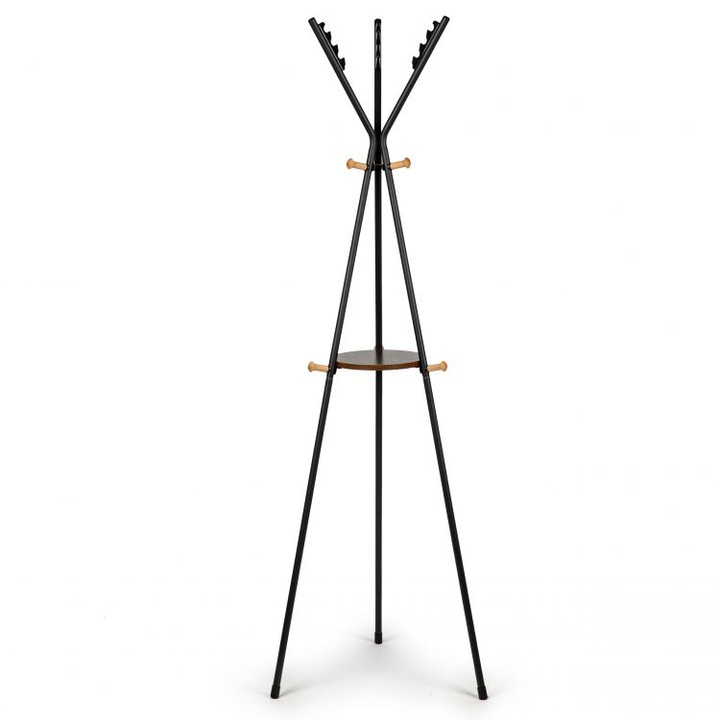 Modern ruhaakasztó fapolccal, 163x56 cm