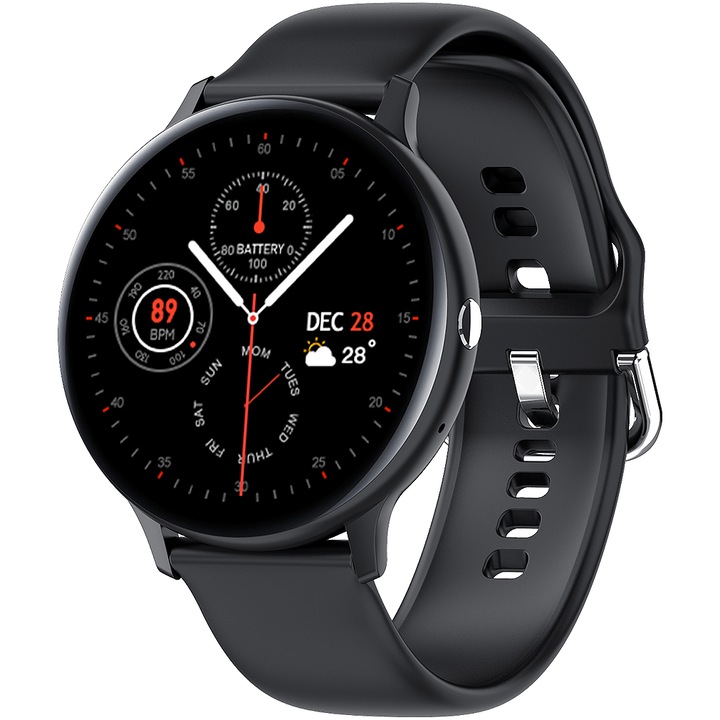 Ceas Smartwatch ViBE™ MAX V11 PLUS Apelare Bluetooth HD One Touch, 1.3” Retina High-Light Display, UltraSlim/Minimalist, Player Muzica, Long Battery, 24/7 Fitness Tracker, Monitorizare Ritm Cardiac, Somn, SpO2, MultiSport, Curea Silicon, Black