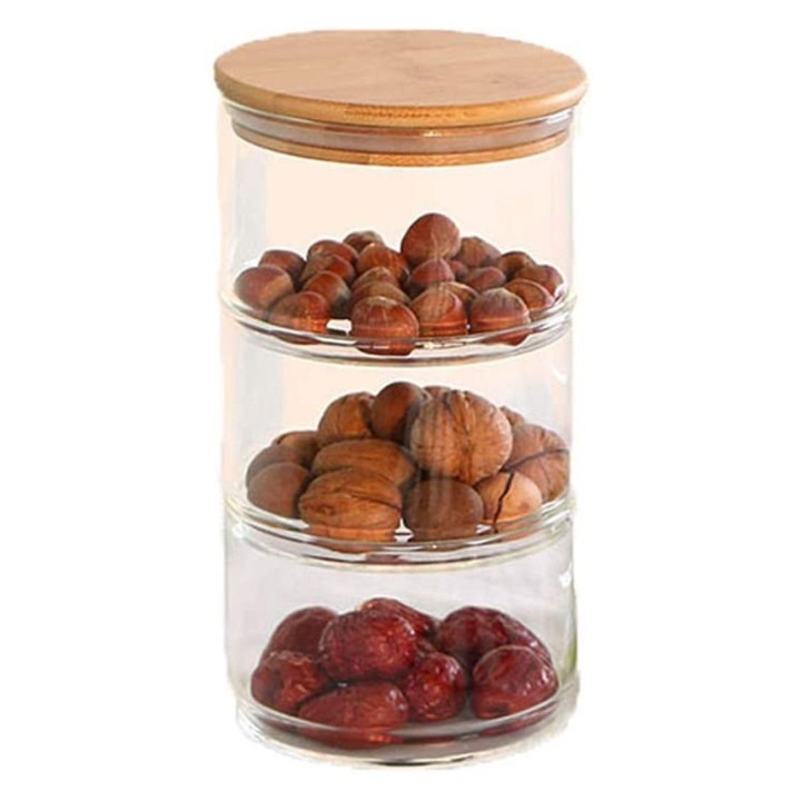 Set 3 Boluri Stivuibile din sticla Borosilicata