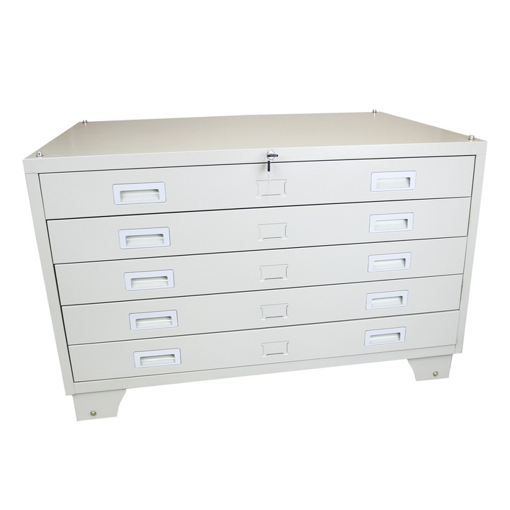 Dulap pentru organizare, 5 sertare, Metal, 65x100x70 cm, Alb