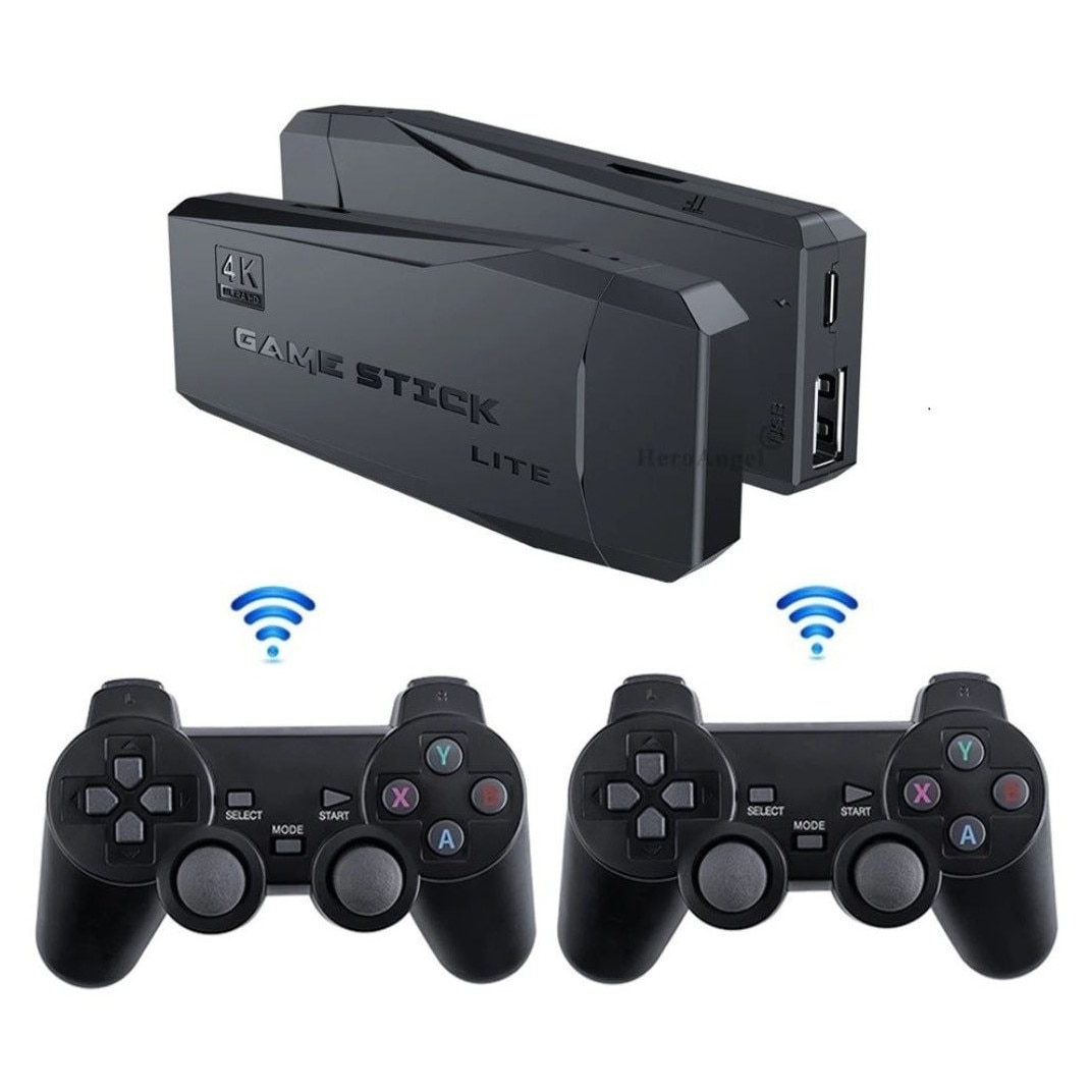 Consola jocuri video Pandoras Retro, ABS, Wireless, 10000 jocuri, 64GB, Compatibil cu TV, Negru