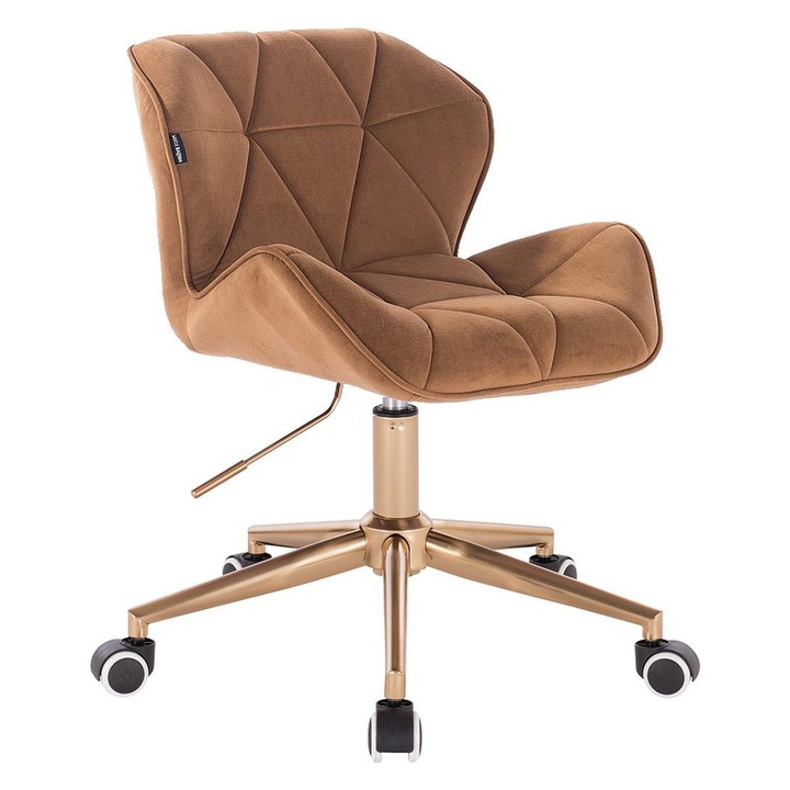 HR111K Mézbarna modern velúr szék arany lábbal