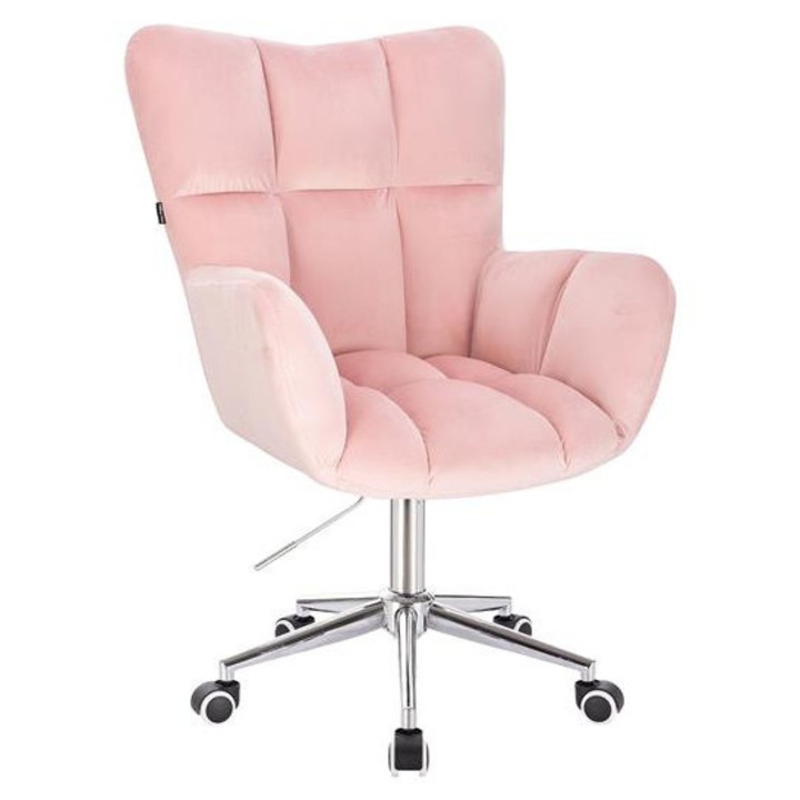 HR650K Rózsaszín modern velúr szék krómozott lábbal