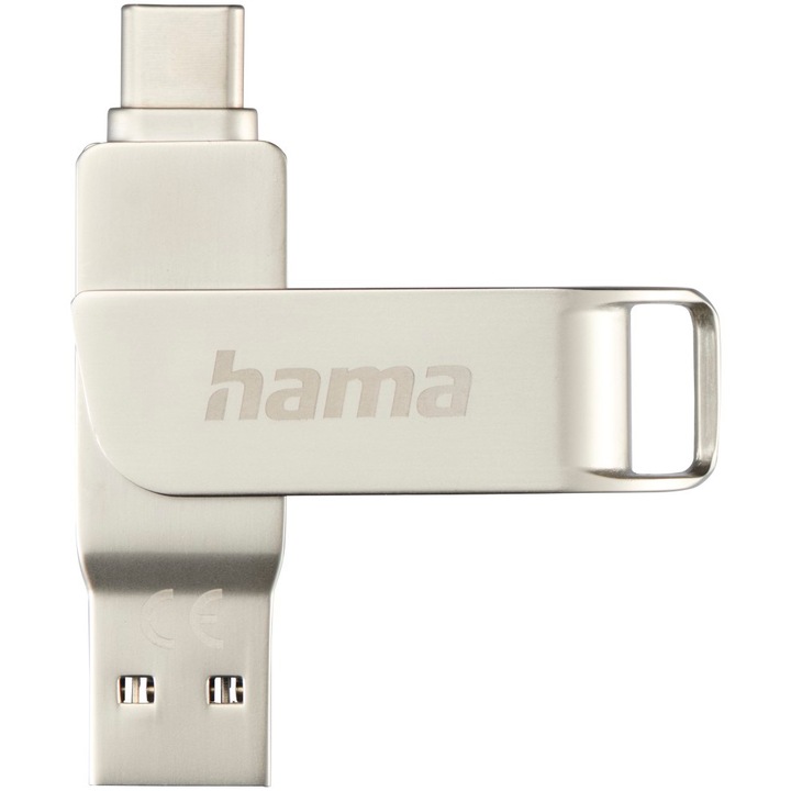 USB Flash памет Hama C-Rotate Pro, USB-C 3.1/3.0, 512 GB, 90 MB/s, Сребрист
