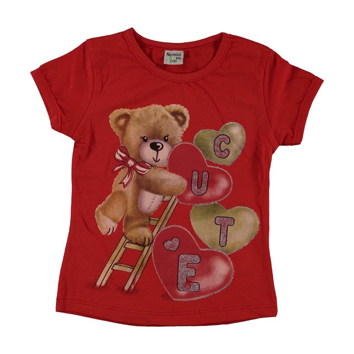 Lányok póló Love Bear, pamut, Piros