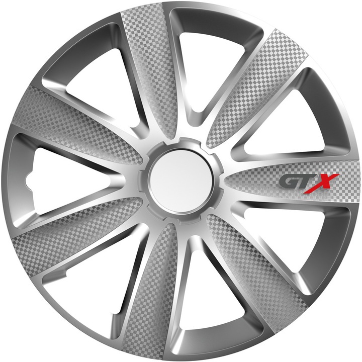 Set 4 bucati capace roti auto, Cridem, GTX Carbon, Argintiu - 17''