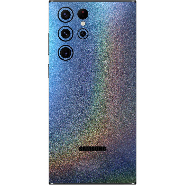Folie iSkinz pentru Samsung Galaxy S22 Ultra 5G - Color Shift Intergalactic Blue 360 Cut, Skin Adeziv Full Body Cover, Protectie Carcasa Spate si Laterale