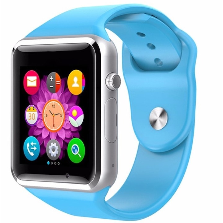 Часовник Smartwatch с Телефон iUni A100i, Bluetooth, Камера, Син