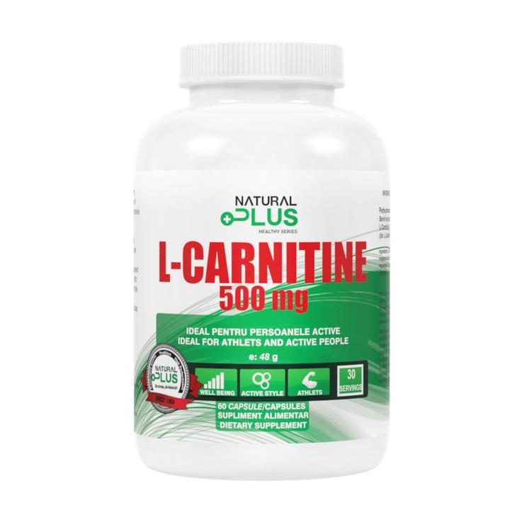 L-Carnitina 500 mg Natural Plus, 60 capsule