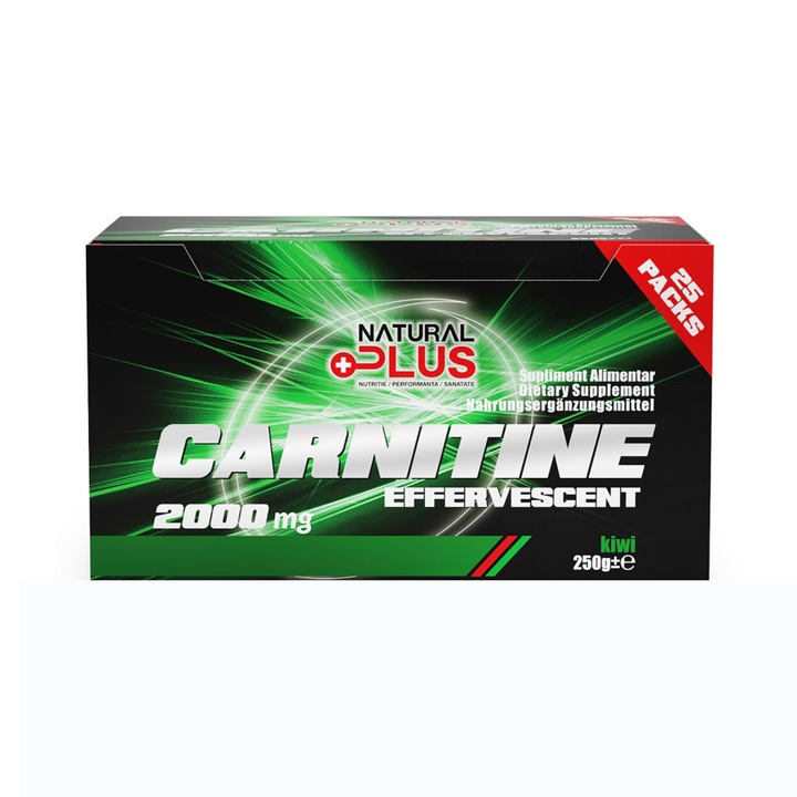 Carnitine Effervescent Natural Plus, 25 plicuri, kiwi