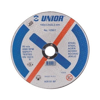 Disc de taiere marca Unior cu dimensiune de 115x3x22 mm pentru otel Disc de taiere marca Unior cu dimensiune de 115x3x22 mm pentru otel