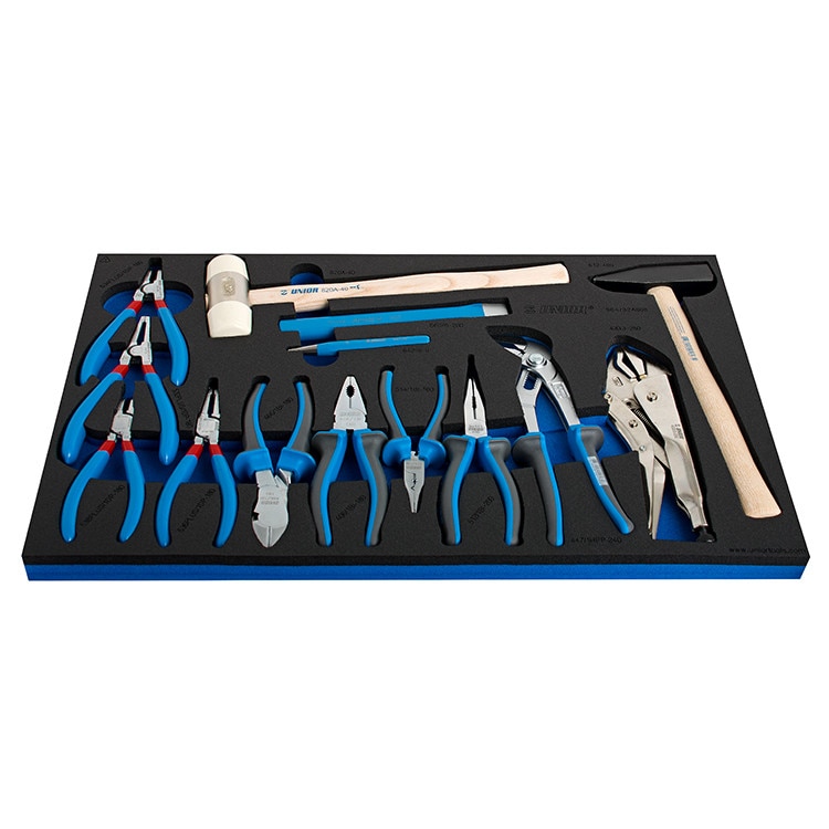 Set de clesti BI si ciocan in modul de spuma marca Unior compus din 14 pcs.