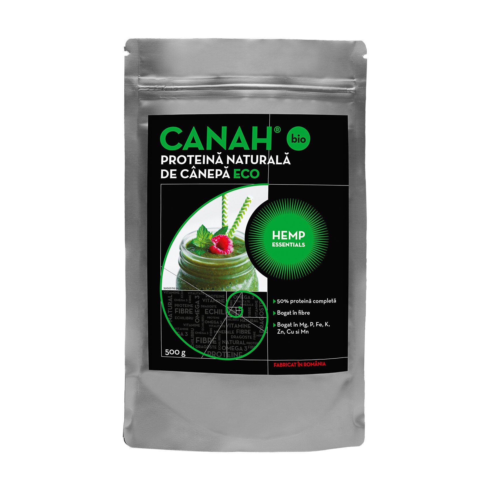 Pudra proteica ECO de canepa 500 g, Canah