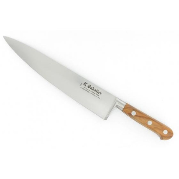 Cutit de gatit, lungime 23cm, otel carbon, maner din lemn de maslin, Sabatier Au Carbone-Olive